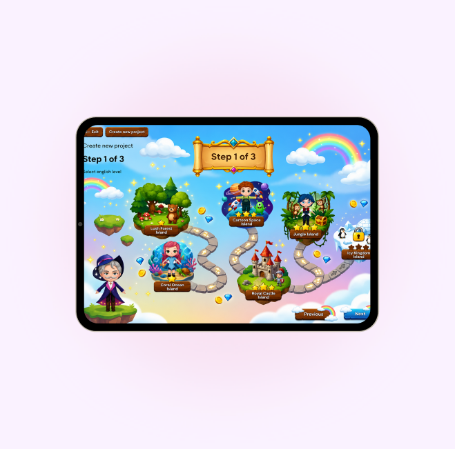 Lango Class on a tablet showing a game map